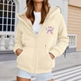 thumbnail image 3 of Christmas Zip Up Hoodies for Women 2025 Long Sleeve Fleece Lined Xmas Hooded Sweatshirt with Pockets Jacket Coat, 3 of 4