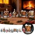thumbnail image 2 of White Farmhouse Ceramic Christmas Village Set with LED Lights, Festive Holiday Decor for Home and Office, Winter Display Ornaments, 2 of 6