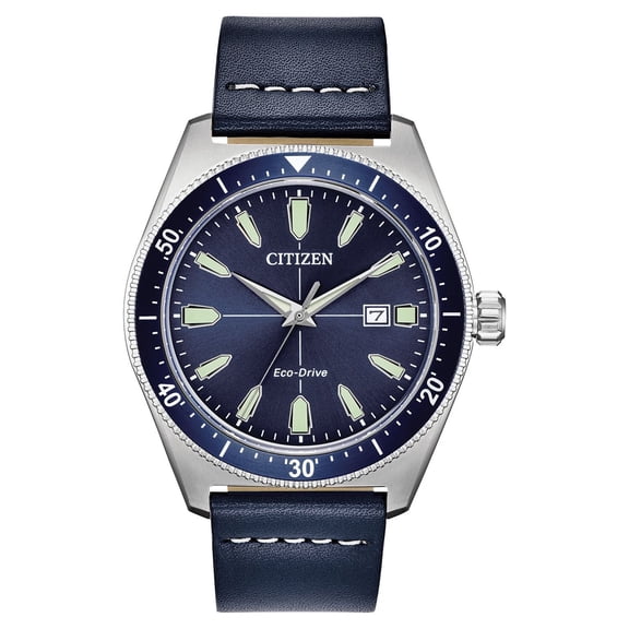Citizen Men's Eco-Drive Brycen Blue Dial Leather Strap Watch AW1591-01L