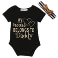 thumbnail image 1 of ITFABS Girls Summer Clothes Set Short Sleeve Letter Print Romper + Headband, 1 of 4