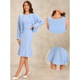 thumbnail image 2 of DARING DIVA Women's 2 Piece Suit Sleeveless Dress and Crop Blazer XS Light Blue, 2 of 6