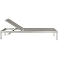 thumbnail image 3 of Lounge Chair Chaise, Set of 2, Grey Gray Silver, Aluminum Metal, Outdoor Patio Balcony Cafe Bistro Garden Hospitality Restaurant, Modern Contemporary HB33051, 3 of 5