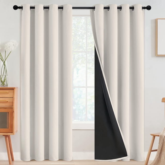 Cortinas térmicas SimpleHome 100% opacas, 132 x 213 cm, color crema