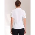 thumbnail image 3 of Blusas de gasa con cuello en V casual de manga corta para mujer con corbata blanco XS, 3 of 5
