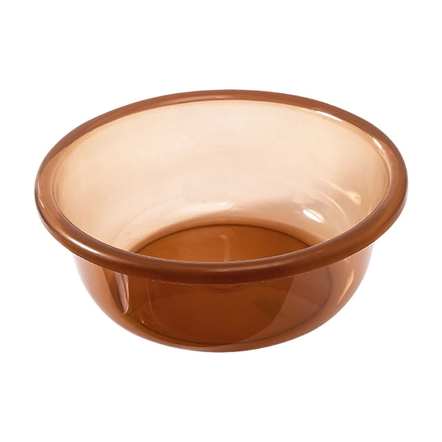 Amzcrzy Thick Wash Basins, Household Round Washing Basin Laundry Basin Multi Purpose Stackable Washbasin Dormitory Basin Portable Transparent Vegetable Fruit Dish Tub for Kitchen & Bathroom, Coffee