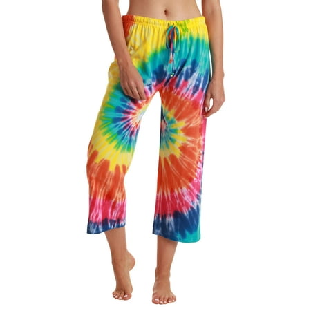 

Just Love 100% Cotton Women Pajama Capri Pants Sleepwear (Tie Dye Bright Swirl Medium)