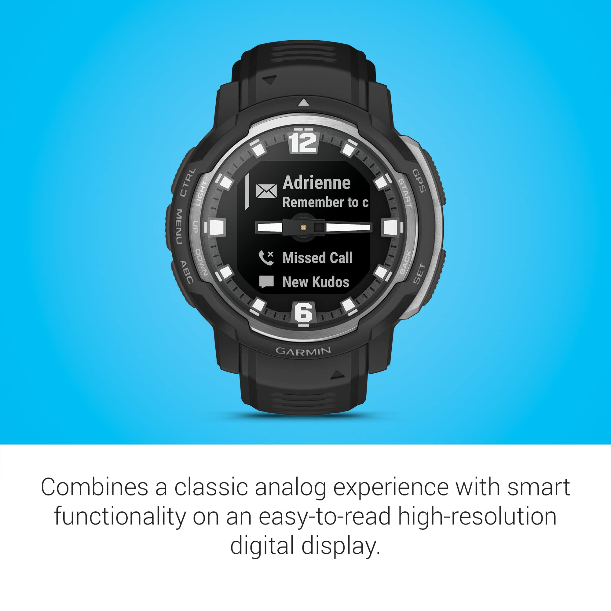 Garmin Instinct Crossover, Rugged Hybrid Smartwatch, Analog Garmin Instinct Crossover, Rugged Hybrid Smartwatch, Analog