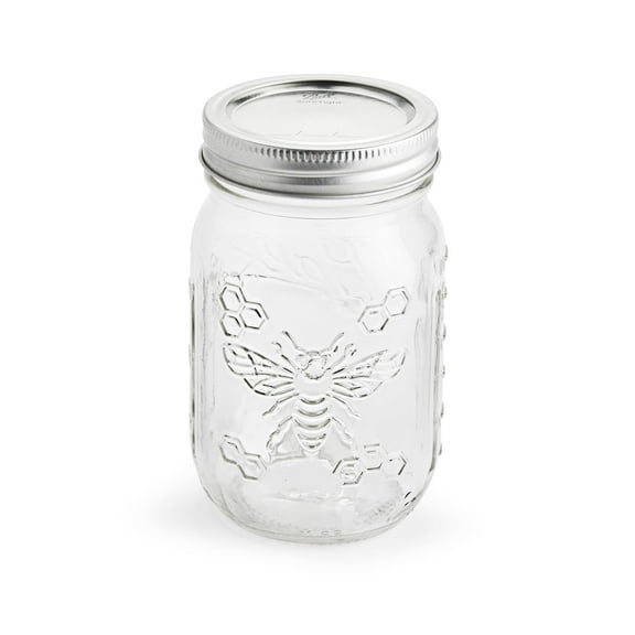Ball Honeybee Keepsake Mason Jars with Lids and Bands, Regular Mouth, 16 Oz Pint Jars, 4-Pack