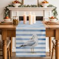 thumbnail image 1 of Table Runners 90 Inches Long Dress Scarves, Navy Blue Birds Farmhouse Coffee/Dining/Kitchen Table Decor Table Runner for Living Room, Coastal Nautical Summer Striped 13x90 Inch, 1 of 5