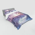 thumbnail image 2 of Ambesonne Landscape Bedding Set 4 Pcs, Braches Snowy Sunset, Queen, Lavender Lilac White, 2 of 2