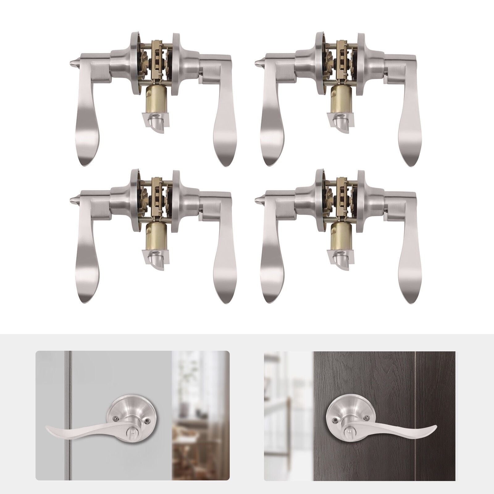 Modern 4Pack Door Knob Lock Handle Privacy Level Entry Lock Handle