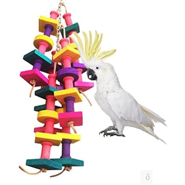 Natural Wood Bird Chew Toy for Medium Large Parrot Conure Macaw African Grey Amazon Cockatoo Amazon Budgies Parakeet Cockatiel Lovebird Finch Cage