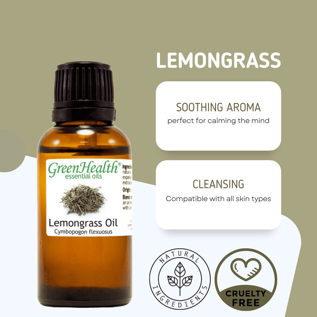Lemongrass Essential Oil - 8 fl oz (237 ml) Glass Bottle w/ Cap - 100% Pure Essential Oil by GreenHealth