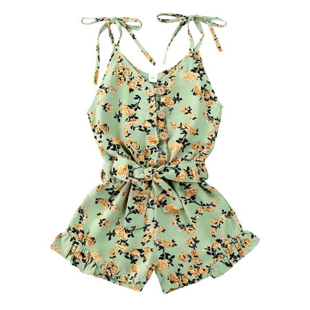 

One Opening Kids Baby Girls Strap Romper Sleeveless Jumpsuit Summer Outfits