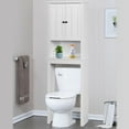 thumbnail image 2 of Over-the-Toilet Storage Cabinet, SYNGAR Home Bathroom Floor Standing Organizer with Double Doors and Storage Shelves, Space Saving Toilet Cabinet for Soaps, Shampoos, Body Wash, Towels, White, D4703, 2 of 9