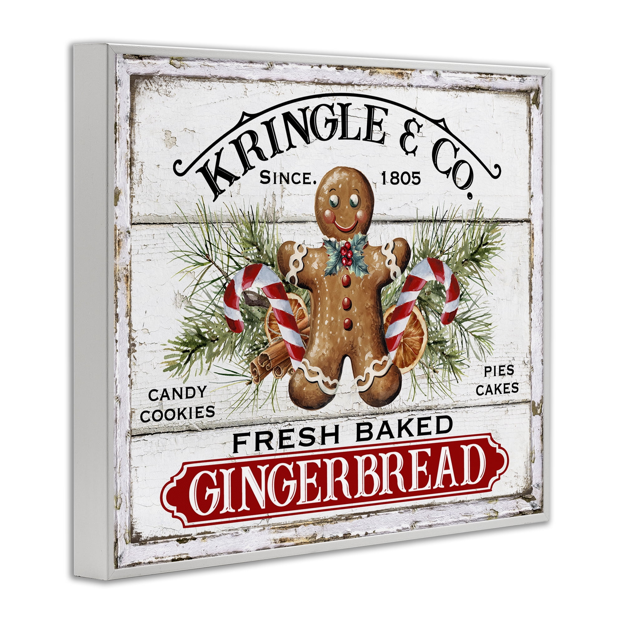 Stupell Industries Fresh Gingerbread Cookies Holiday Painting White Framed Art Prints Wall Art, 14 x 11