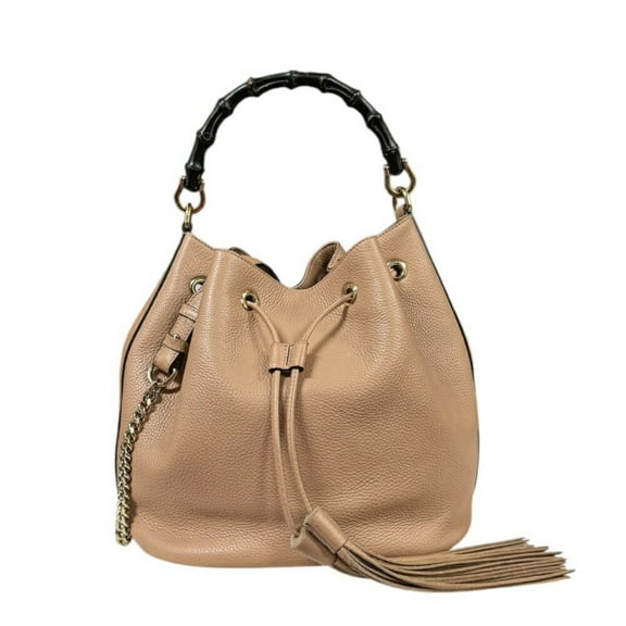 Pre-Owned Gucci Bamboo Shoulder Bag Leather 387613 Beige Women's GUCCI 2way (Good)