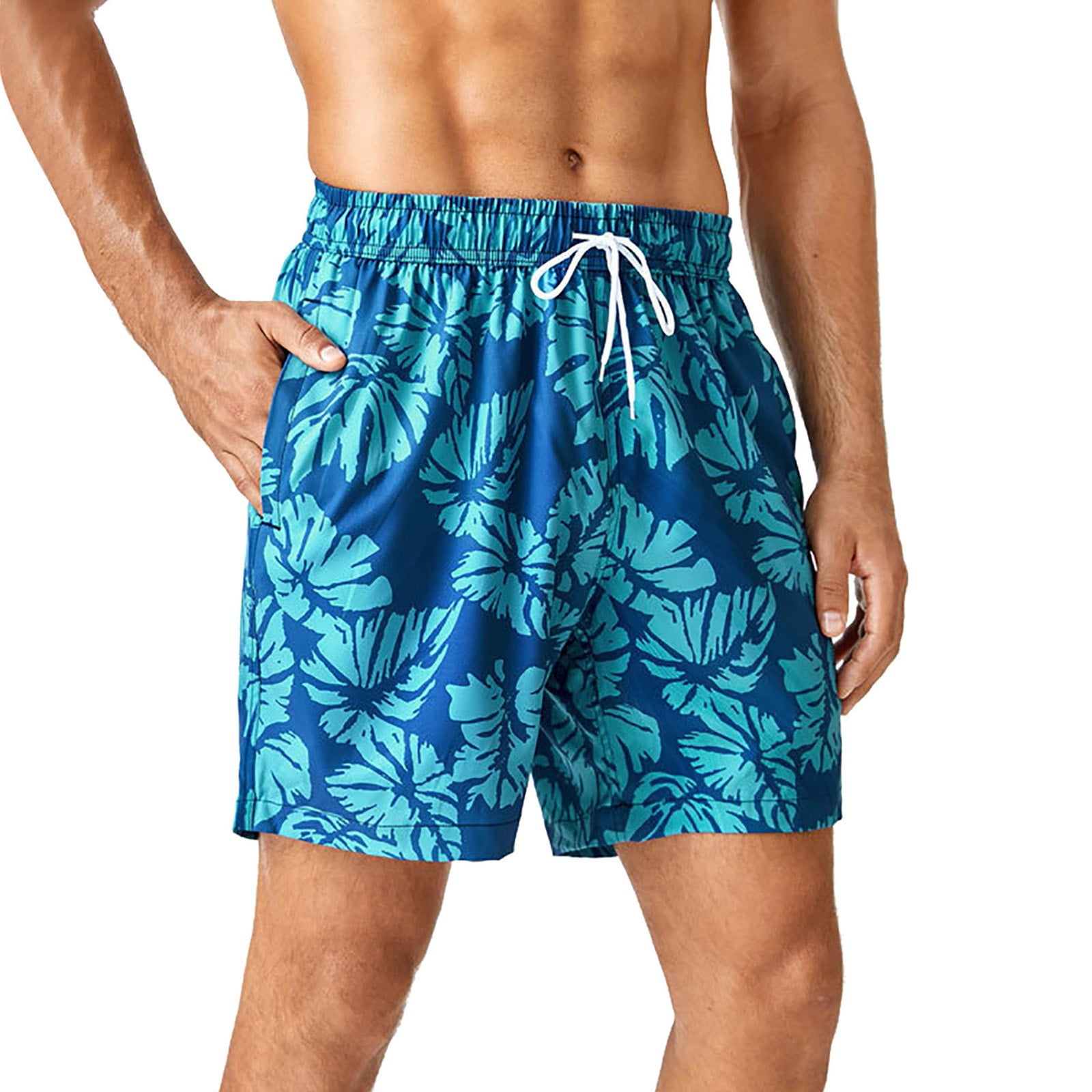 Men's Tropical Printed Hawaiian Swim Trunks Short Splicing Sports Shorts  with Pockets Swimming Trunks - Walmart.com