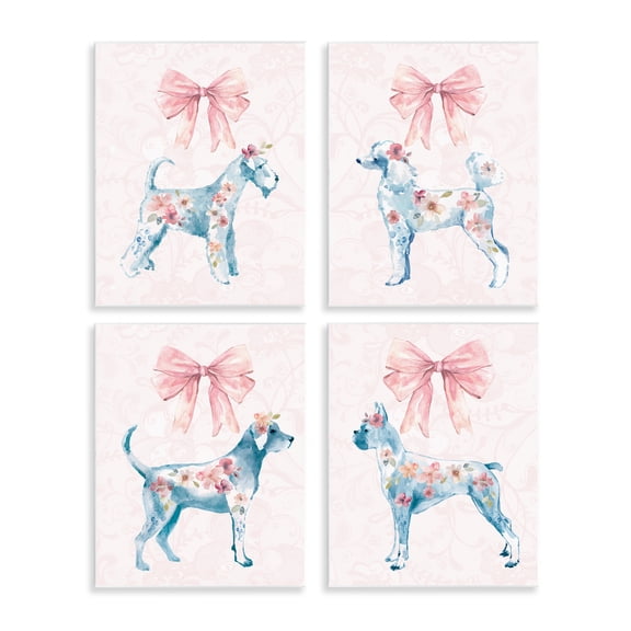 Stupell Industries Chic Stylish Pastel Dogs Animals Painting Unframed Art Print Wall Art, 11 x 14, Set of 4