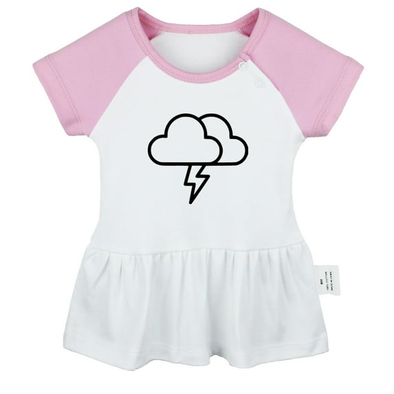 Nature Thunder Pattern Dresses For Baby, Newborn Babies Skirts, Infant Princess Dress, 0-24M Kids Graphic Clothes (Pink Raglan Dresses, 18-24 Months)
