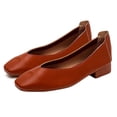 thumbnail image 4 of Women's Square Toe Low Block Heel Ballet Flats, Soft Leather Slip On Casual Dress Shoes, Comfort Cushioned Insole Work Loafers Wine-A 5.5(36), 4 of 6