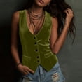 thumbnail image 5 of Zynoxe Vest Tops for Women 2026 Velvet Sleeveless V Neck Button down Fitted Waistcoat with Pockets Solid Color Casual Party Daily Summer Vest, 5 of 7