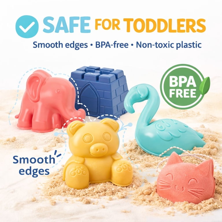 Beach Sand Toys Set for Toddlers, 21 Piece Sandbox Play Set for