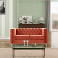 thumbnail image 6 of Rnfurnishings 3-Piece Velvet fabric Living Room Sofa+Loveseat+chair Set-Orange, 6 of 10