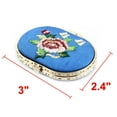 thumbnail image 2 of Oval Shape Embroidery Flower Pattern Butterfly Button Closure Makeup Mirror Blue, 2 of 5