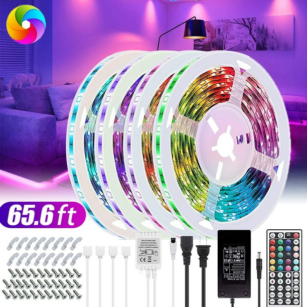 LED Strip Lights, 65.6ft 20m RGB Light Strip Kits with Remote for Room