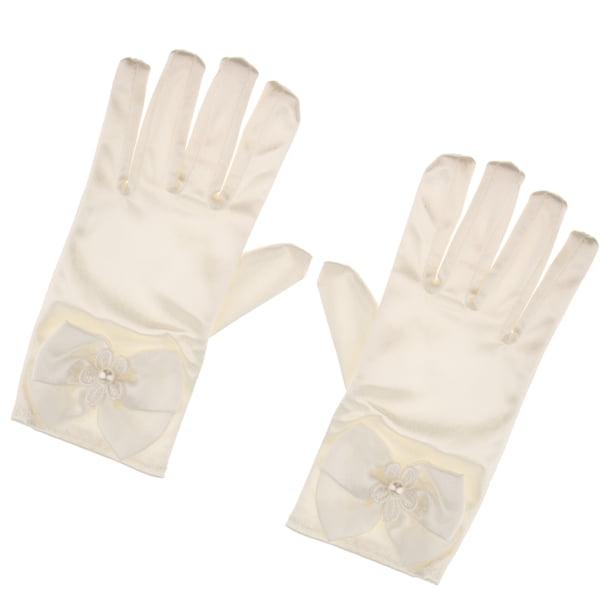 Guantes cortos de niña Sunnimix fiesta de bodas color beige