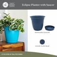 thumbnail image 4 of The HC Companies 10 Inch Eclipse Round Planter Pots with Drainage Holes & Attached Saucer, Lightweight UV-Resistant Plastic Indoor & Outdoor Planters, 2-Pack Flower Pots, Garden Home Decor, Slate Blu, 4 of 5