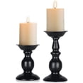 thumbnail image 1 of Candelabros de pilar de hierro de 2 piezas negros para pilar de 80 mm Velas o velas LED sin llama, Halloween, 1 of 5