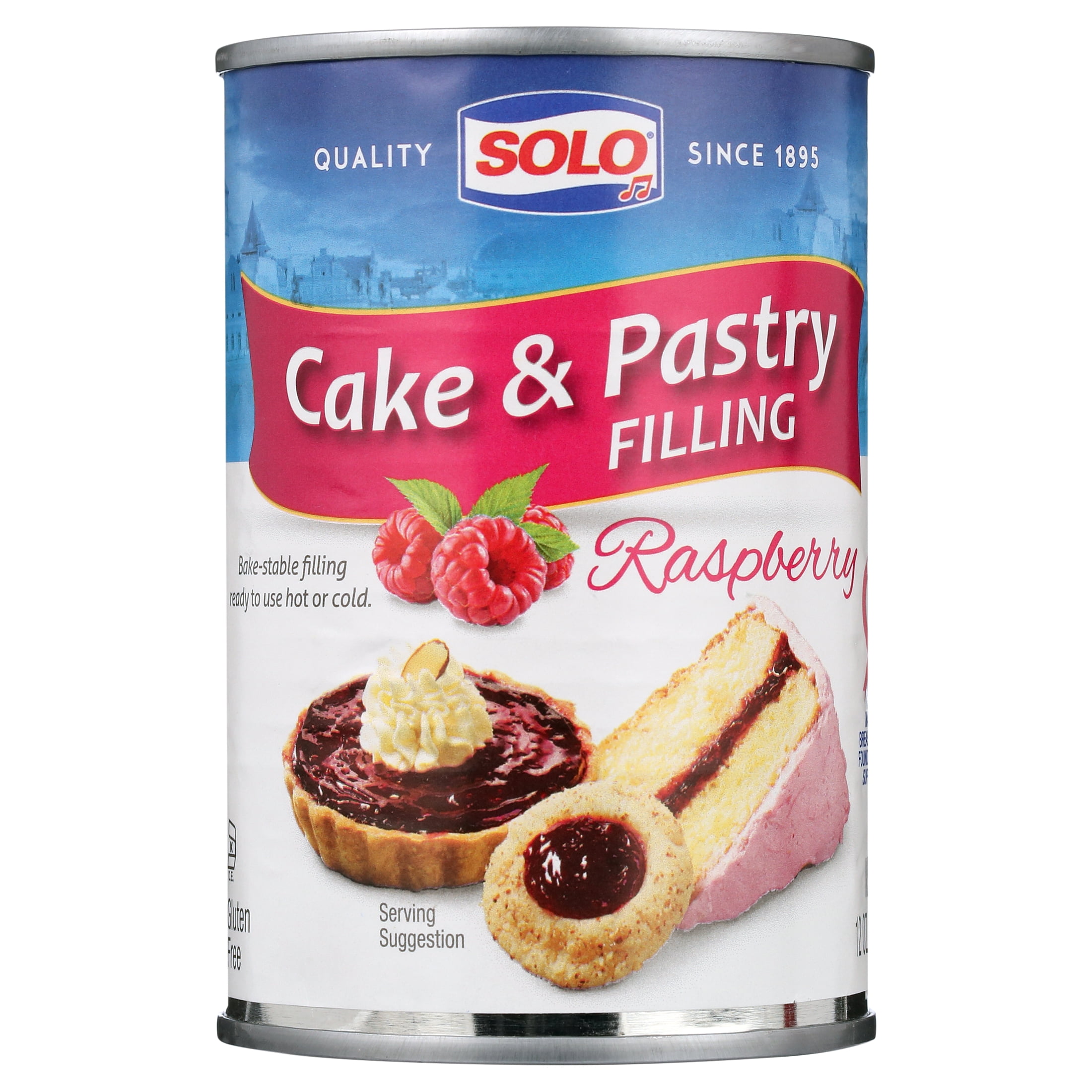 (6 pack) Solo Gluten-Free Raspberry Cake & Pastry Filling, 12 oz