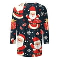 thumbnail image 4 of LiMoi Women's Festive Christmas Santa Print Three Quarter Sleeve Round Neck Casual Tops Tees Tshirts Shirts Blouse for Holiday My Items, 4 of 5