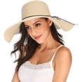 thumbnail image 4 of Womens Wide Brim Straw Hat Big Floppy Foldable Roll up Cap Beach Sun Hat UPF 50+, 4 of 6