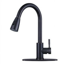 Wowow Kitchen Pull Down Lever Single Handle Kitchen Faucet with Deckplate, Oil Rubbed Bronze