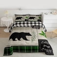 thumbnail image 2 of Homewish Rustic Bear Print Queen Comforter Set for Boys, Jungle Hunting Animal Bedding Sets, Retro Western Plaid Reversible Bedding Comforter Set, Breathable Home Decor, 3 Pieces, 2 of 8