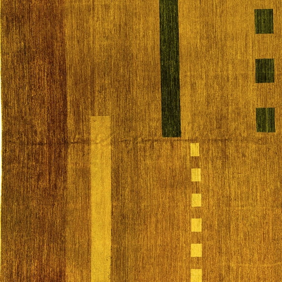 Ahgly Company Indoor Square Abstract Yellow Modern Area Rugs, 6' Square