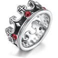 thumbnail image 1 of Anillo de Corona de Caballero y Rey para Hombre y Niño, Cruz Religiosa, Anillos Gruesos de Acero Inoxidable, Anillos Cristianos Vintage, Alianza de Boda, Plata, Oro Negro, 1 of 3