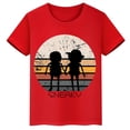 thumbnail image 4 of Camiseta de algodón roja de manga corta de verano para niños y niñas con estampado de cabeza grande de Sasquatch furtivo, 4 of 5