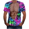 thumbnail image 1 of Qertyioot Homme Été Casual Col Rond Manches Courtes Top avec Imprimé sur la Poitrine et Col Rond Hommes Séance d'Entraînement T-Shirt, 1 of 2