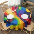 thumbnail image 3 of Colorful Tie Dye Wave Sphere Pattern Round Tablecloth 60"x60",Wrinkle Wipeable Table Cloth for Kitchen Dining Room Picnic Patio Party, 3 of 6