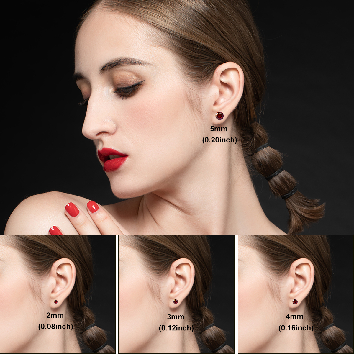 Justjandm 12-Pair Hypoallergenic Cubic Zirconia Stud Earring Set photo 2