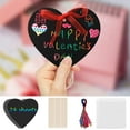 thumbnail image 3 of Valentine Love Scratch Paper Art Set 24 Heart Cards With 10 Wooden Sticks Diy Craft Kit 14X14X2 Inches Includes Ribbons Creative Gift For Kids Couples Festival Activity, 3 of 9