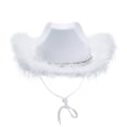 thumbnail image 4 of Tiara para mujer, sombrero de vaquera, sombrero de fiesta occidental, accesorios, disfraz de discoteca, sombrero de vaquero blanco, 4 of 4