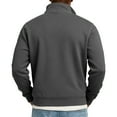 thumbnail image 5 of Mens Quarter Button up Sweatshirt Mock Neck Pullover Long Sleeve Casual Tops Winter Gray 2XL, 5 of 6