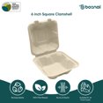 thumbnail image 6 of BOSNAL 6 inch Compostable Clamshell Boxes - Bulk Box of 500 Pcs (20 Sets of 25), 100% Bagasse, Eco-Friendly Disposable Takeout Containers for Hot & Cold Foods, Microwave Safe, 6 of 6