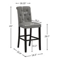 thumbnail image 6 of Roundhill Furniture Leviton Solid Wood Barstool, Tufted Back, Set of 2, Gray, 29.7" Seat Height, 6 of 6