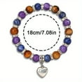 thumbnail image 2 of Fiaya Women Natural Stone Beaded Bracelet, 1Pc Adjustable Heart Charm Bracelet, Fasion Jewelry Gift for Women Birthday Valentine Mother's Day, 2 of 5